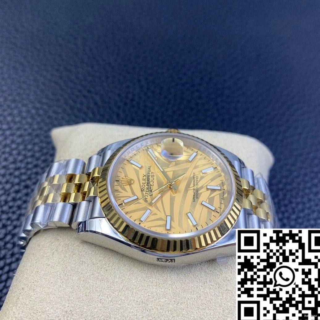 Golden Dial Pattern Palm Leaf Datejust Factory EW Rolex M126233-0037 0429